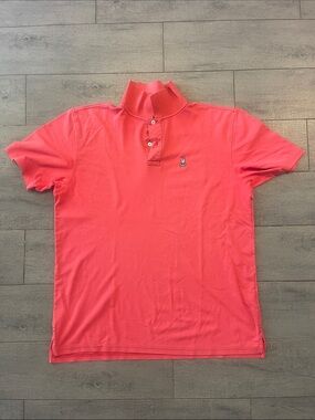 Psycho Bunny Men's Coral Short-Sleeve Polo with Bunny Logo